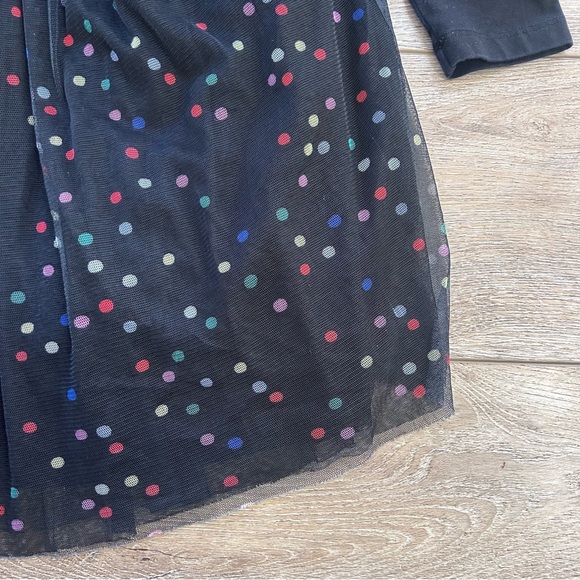 Hanna Andersson Black Tulle Confetti Long Sleeve Dress Girls Sz 8 Birthday Party - Picture 6 of 9